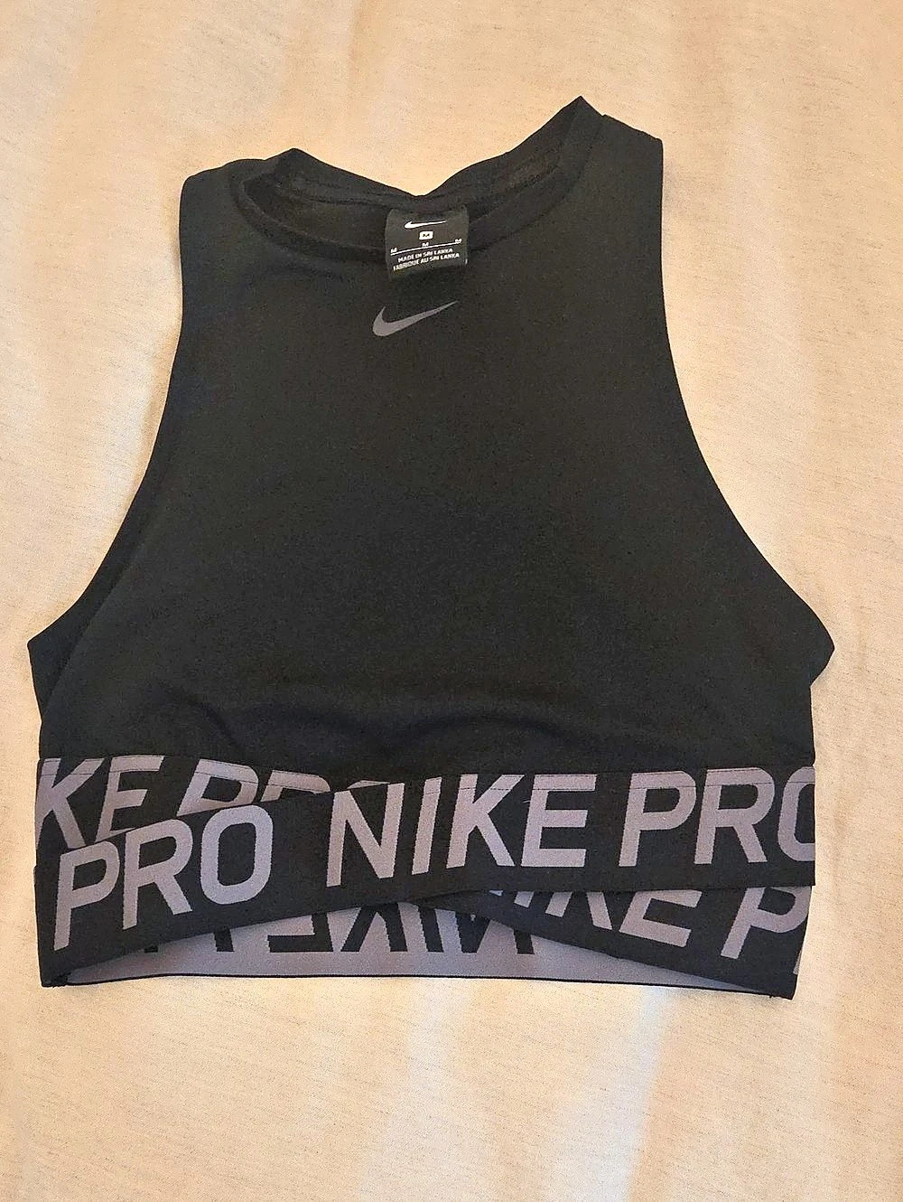 Nike Pro Dri-FIT Cropped Tank Top Black Size Medium
